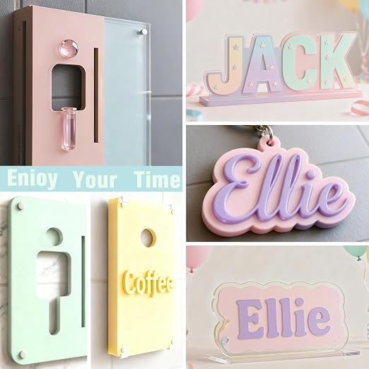 Macaron Pastel Acrylic Sheets 12x12-10 Pcs 1/8 Inch Thick, Dual Finish Matte &