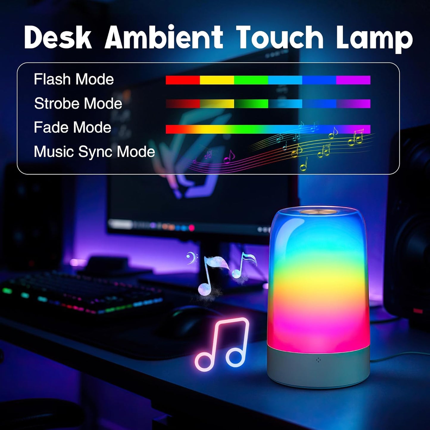 Small Touch Night Table Lamp for Bedroom Bedside Nightstand, Small Spaces Plug in Desk Light for Nursery/Ambient/Kids/Living Room