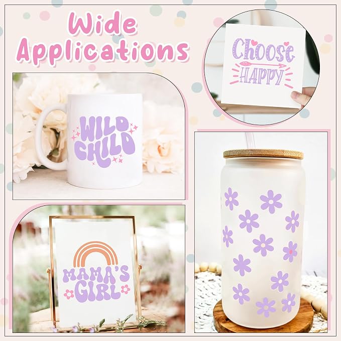 Tintnut Boho Permanent Vinyl 8 Pcs 12x10in Pale Lilac Purple Adhesive Vinyl |