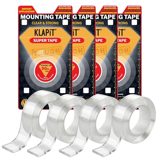 KLAPiT Super Tape Clear Double Sided Heavy Duty Adhesive 40in Enhanced Nano