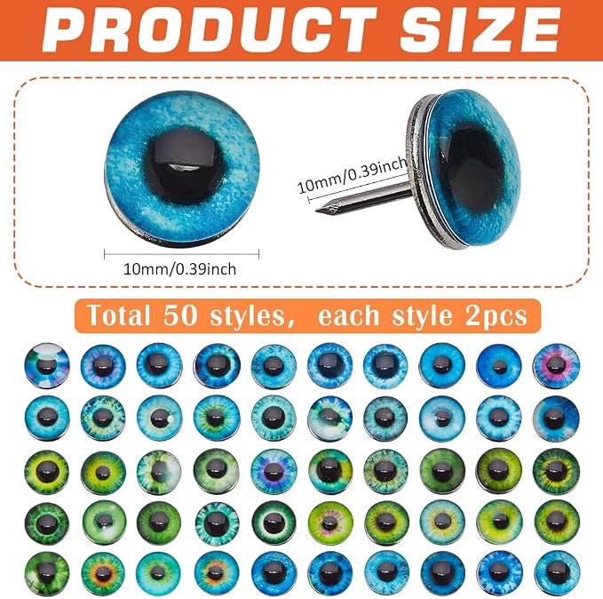 PH PandaHall 100pcs 50 Styles Eyeball Push Pins Thumb Tacks Mini Decorative