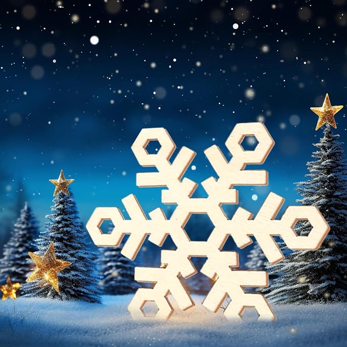 20Pcs Large Wooden Snowflake Unfinished Cutouts Christmas Ornaments DIY Craft