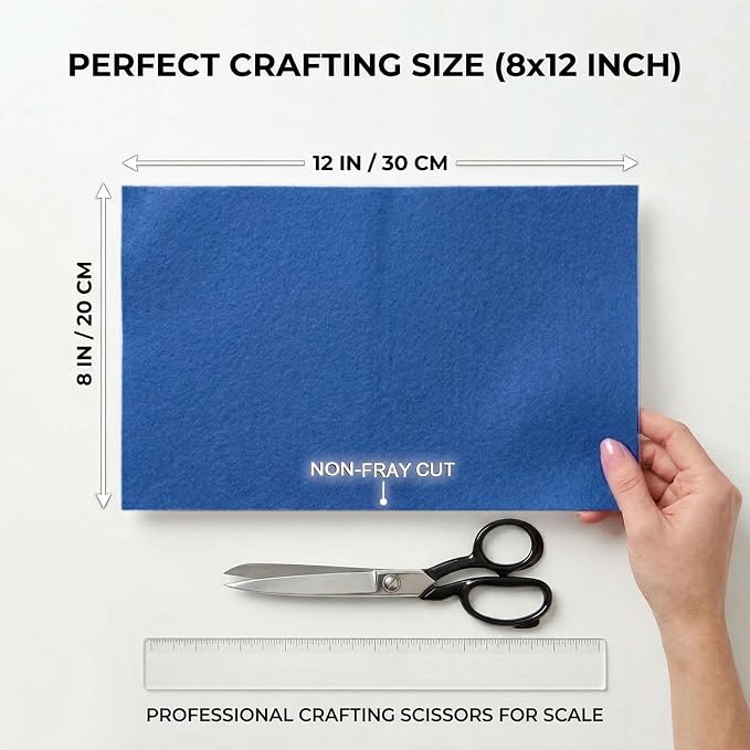 Royal Blue Felt Fabric Sheets Stiff 20 Pcs 8" X 12", 1mm Thick Assorted Color
