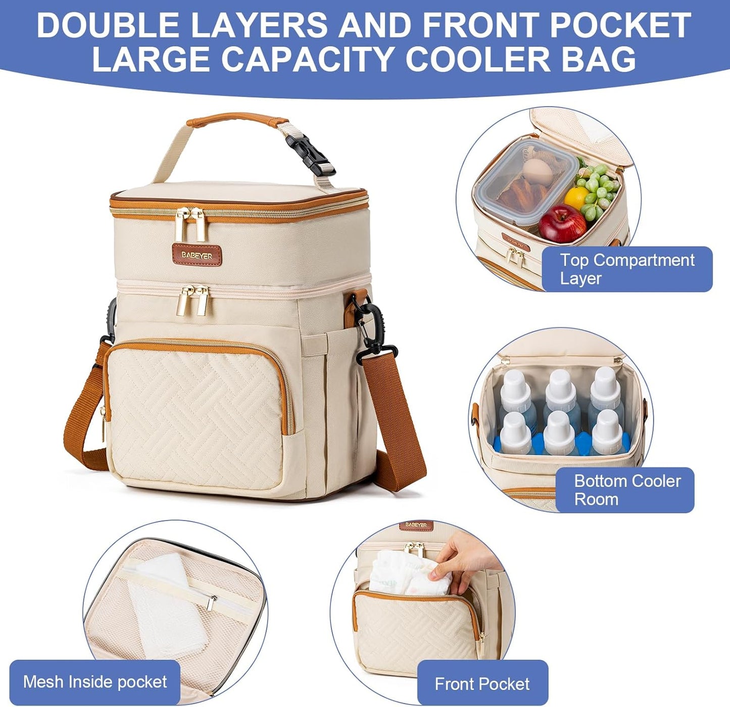 Breastmilk Cooler Bag with Ice Pack Fits 6 Baby Bottles Up to 9 Ounce