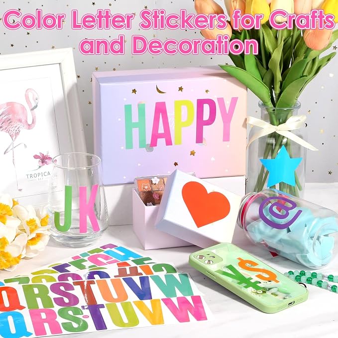 600 Pcs 36 Sheets Letter Stickers 2.5 Inches Colorful Large Alphabet Number