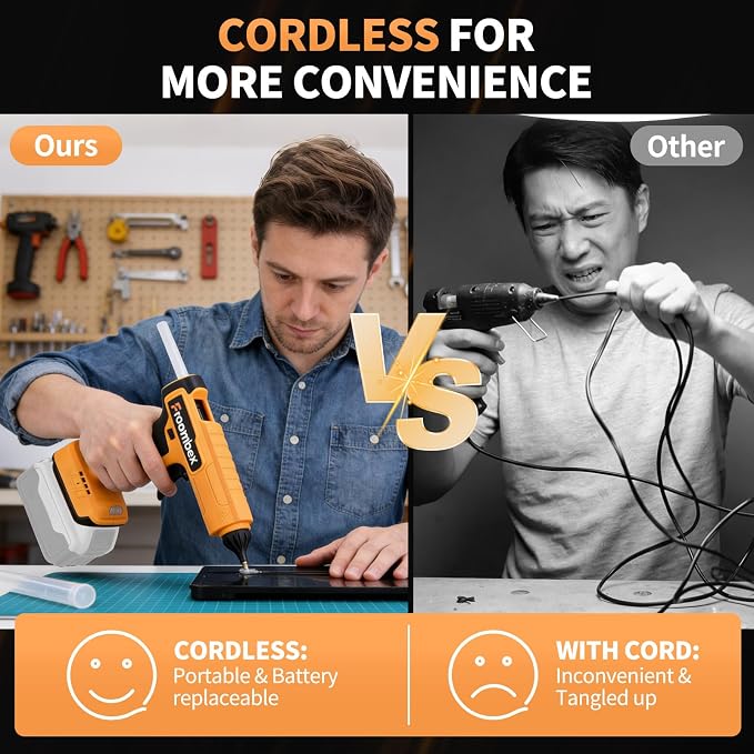 100W Cordless Hot Glue Gun for DeWalt 20V MAX Battery | Wireless Electric Power