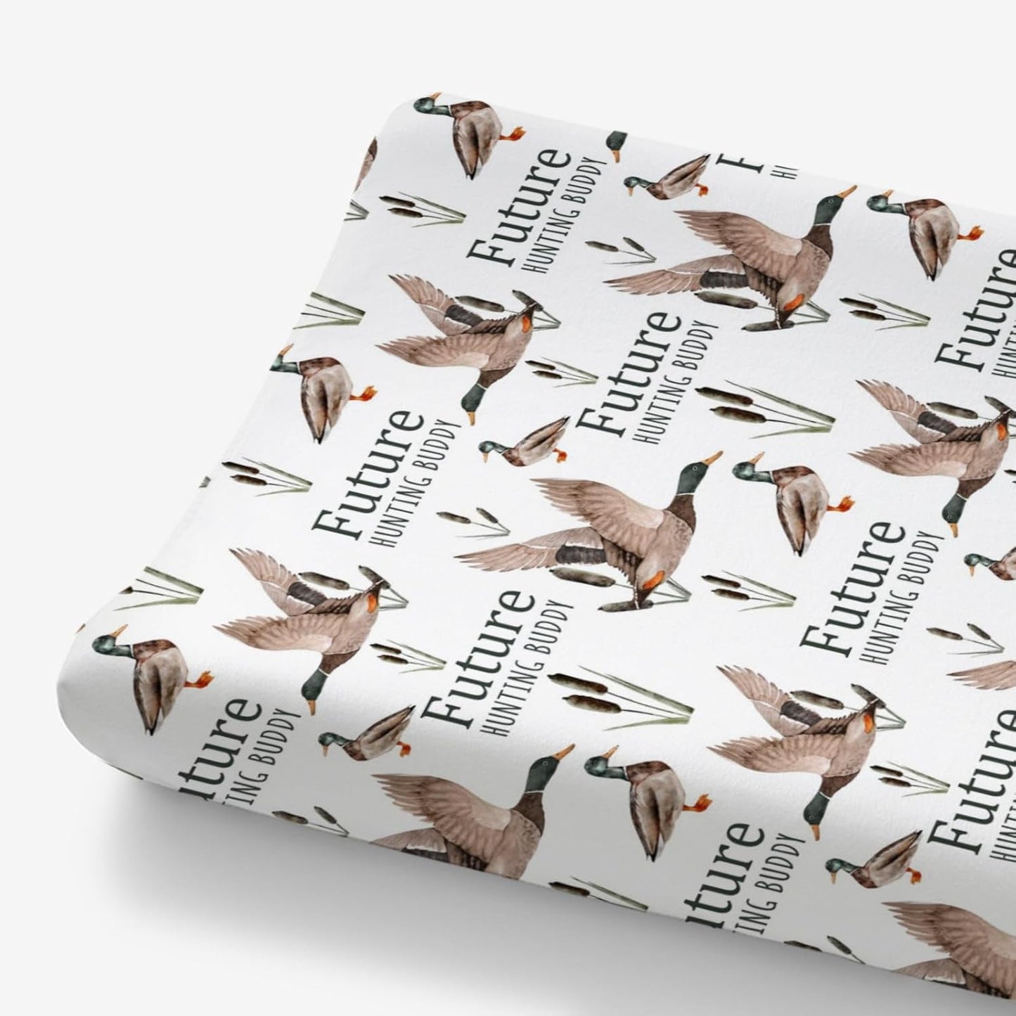 HawSkgFub Future Duck Hunting Buddy Changing Pad Cover for Baby Boy, Wild Mallard Hunter Diaper Change Table Covers, Soft Stretchy Breathable Safe Snug Fitted Changing Mat Sheets Fit 32"/34" x 16"
