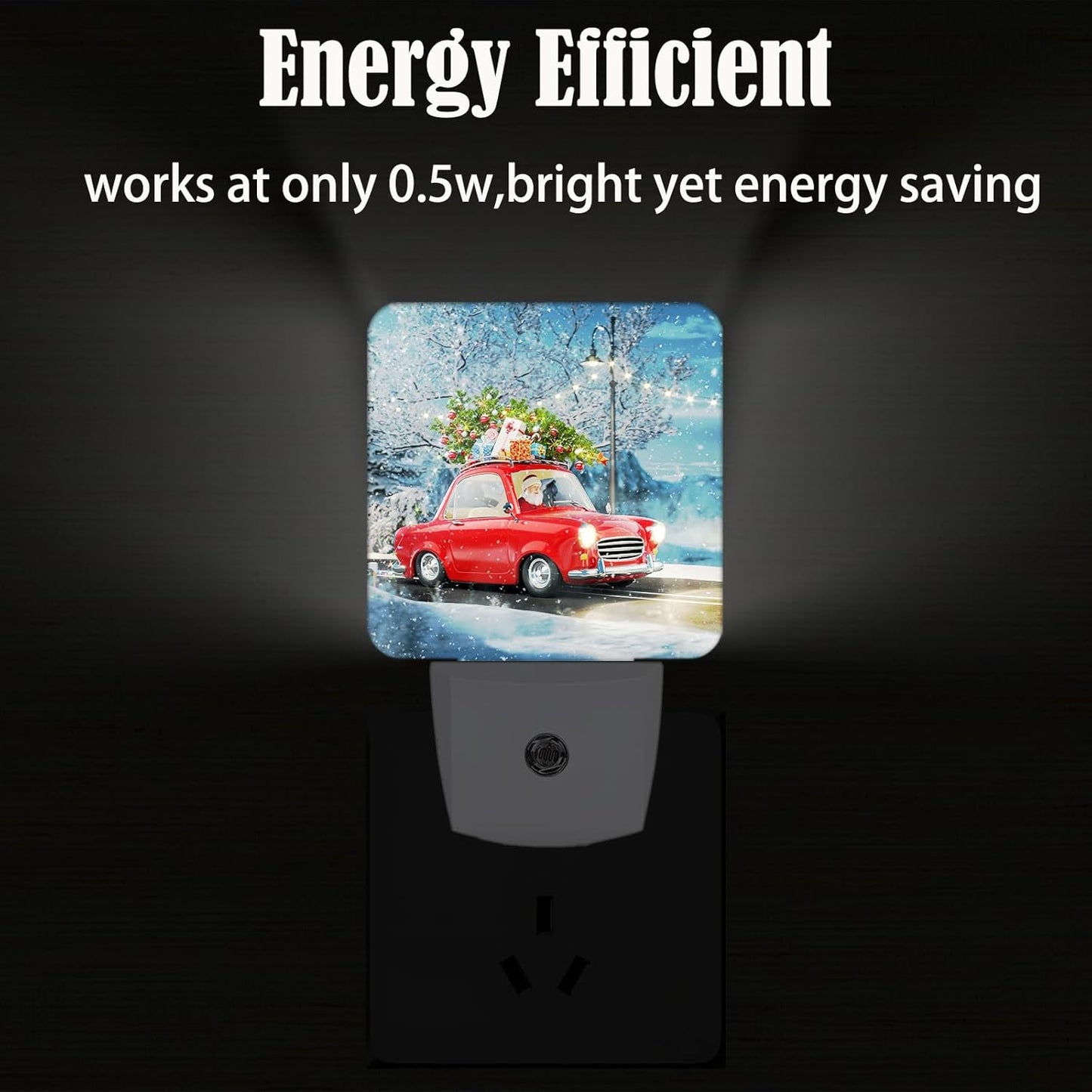 Santa Claus and Retro Car Night Light,Plug-in Nightlights Auto Sensor Night Lamp Dusk to Dawn Lamp Home Decor for Nursery Children Girls Boys