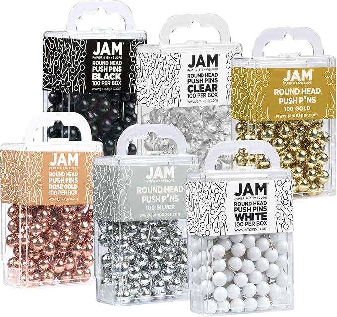 JAM PAPER Colorful Push Pins