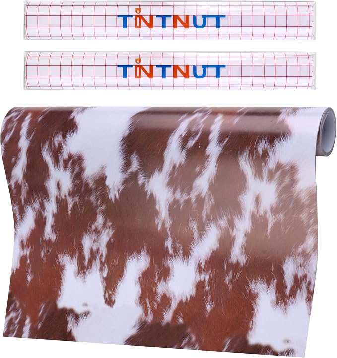 Tintnut Cow Print Permanent Vinyl Brown Adhesive Vinyl Roll 12in x 5ft | Animal