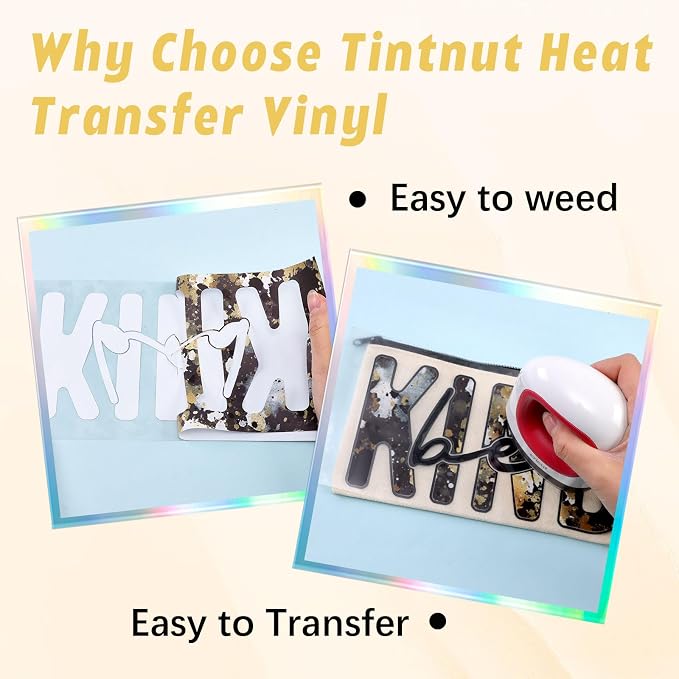 Tintnut Black Gold Splash Heat Transfer Vinyl, stretch washable, works