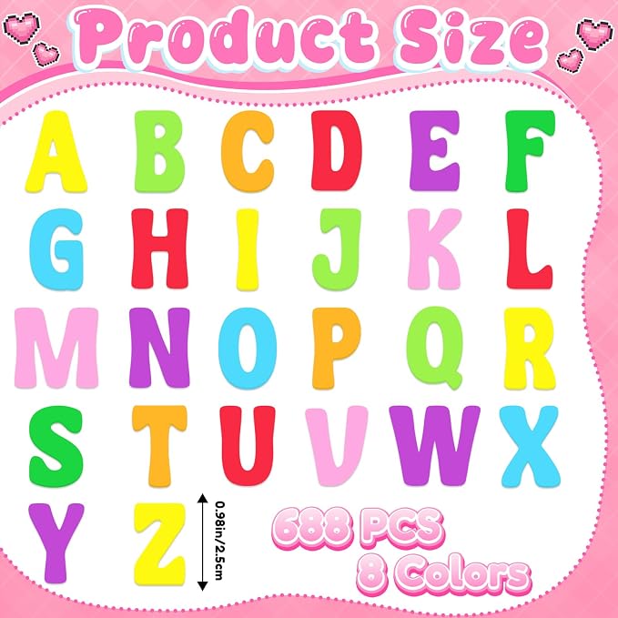 Letter Stickers, 3D Self-Adhesive Alphabet Stickers