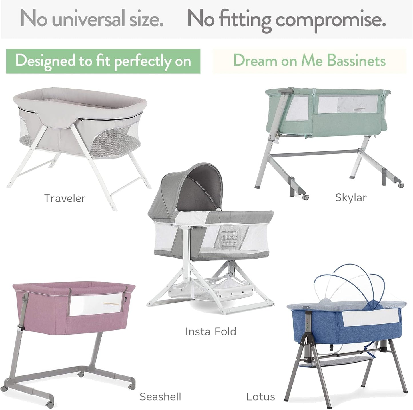 Bassinet Fitted Sheets Compatible with Dream on Me Traveler Portable Bassinet & Skylar, Seashell Bedside Sleeper – Snuggly Soft 100% Jersey Cotton – Farm Animals – 2 Pack
