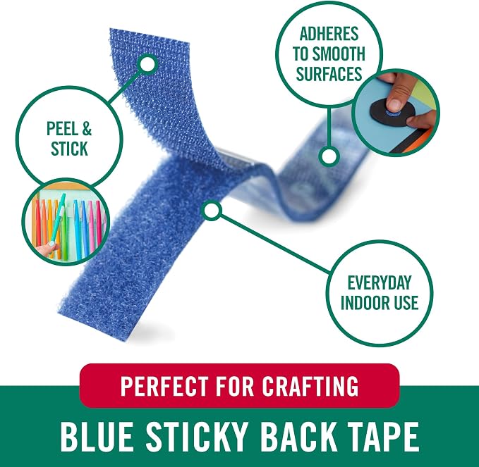 VELCRO Brand Colors | Blue Sticky Back Tape | 10ft Roll