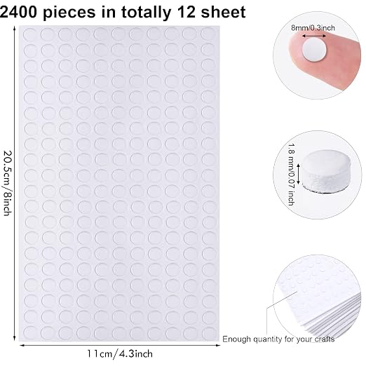 Outus 2400 Pieces Foam Dots Dual-Adhesive 3D Foam Tapes Pop Dots Adhesive Mount