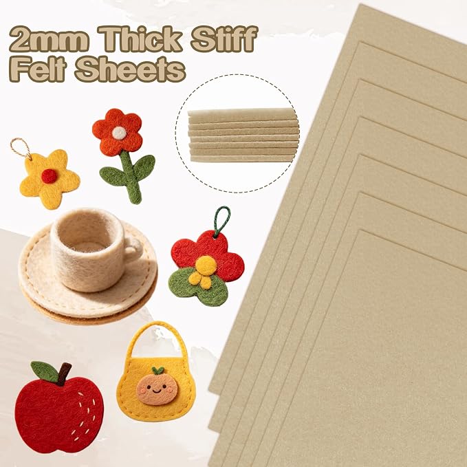 Luomorgo 8 Pcs Stiff Felt, 8 x 12 Inch, 2mm Thick,