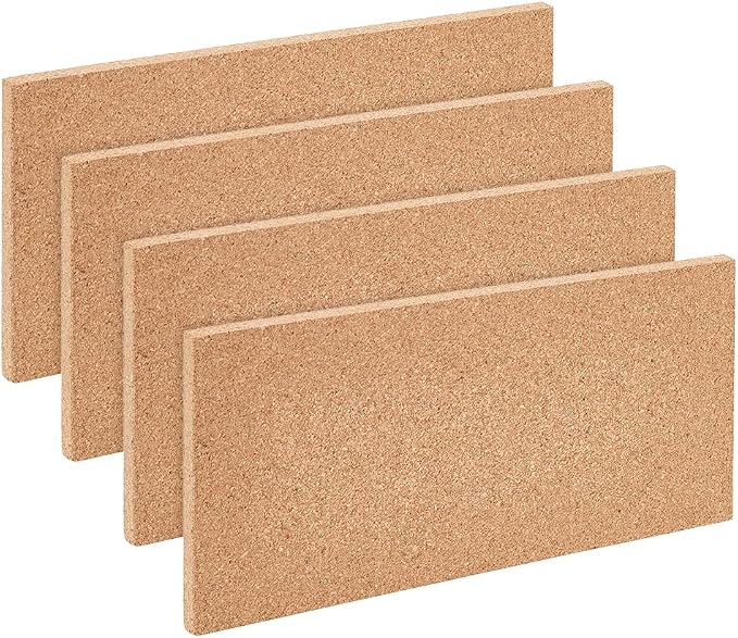 OLYCRAFT 4Pcs Rectangle Bulletin Boards 6x12 Inch Non Self-Adhesive Wood Cork