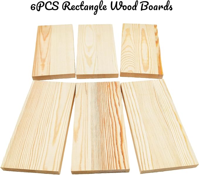 6PCS Rectangle Wood Boards Unfinished Wood Blocks