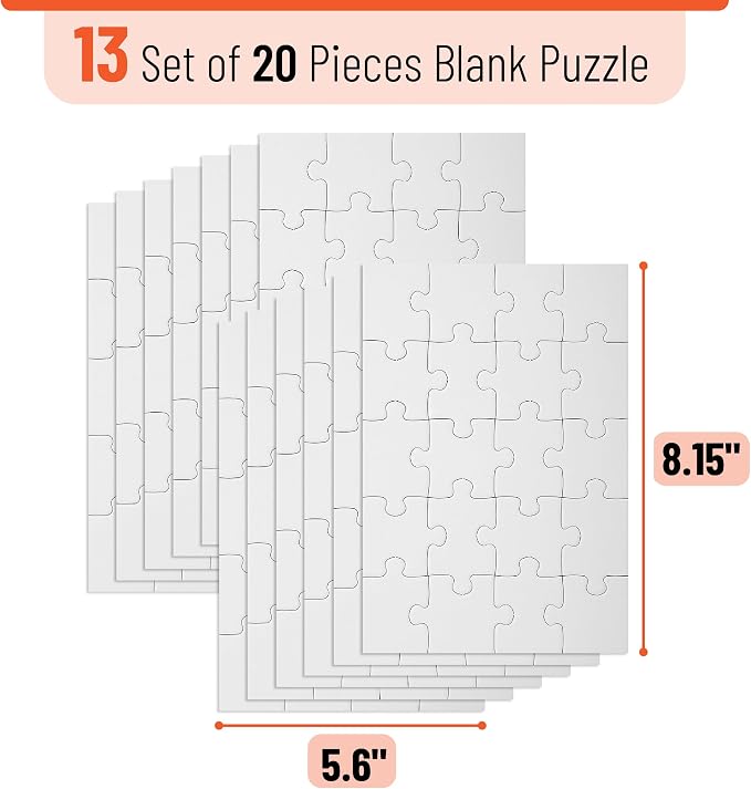 Mr. Pen- Blank Puzzle Bulk, 13 Pack, 20 Pieces/Pack, 5.5 x 8.1 Inch, Arts & DIY
