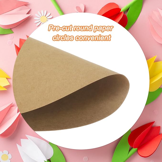 MECCANIXITY 60 PCS Khaki Color Circle Cutouts Paper 7 Inch Round Card Stock