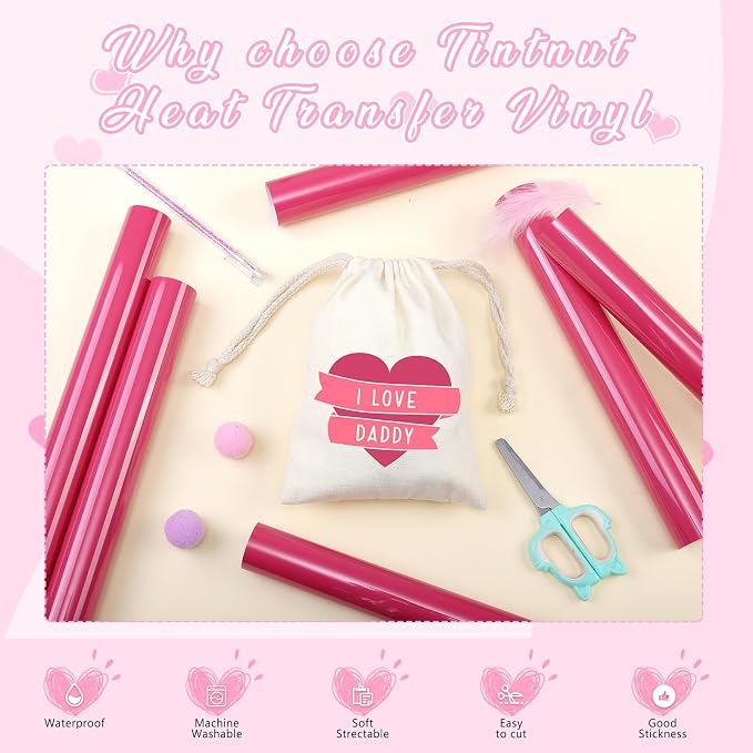 Tintnut Punch Pink Heat Transfer Vinyl, easy cut & weed, stretch washable