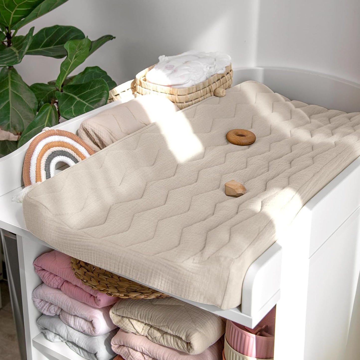lulumoon Muslin Changing Pad Cover: Baby Cotton Quilted Changing Table Cover - Soft Changing Pad Sheets for Boys Girls