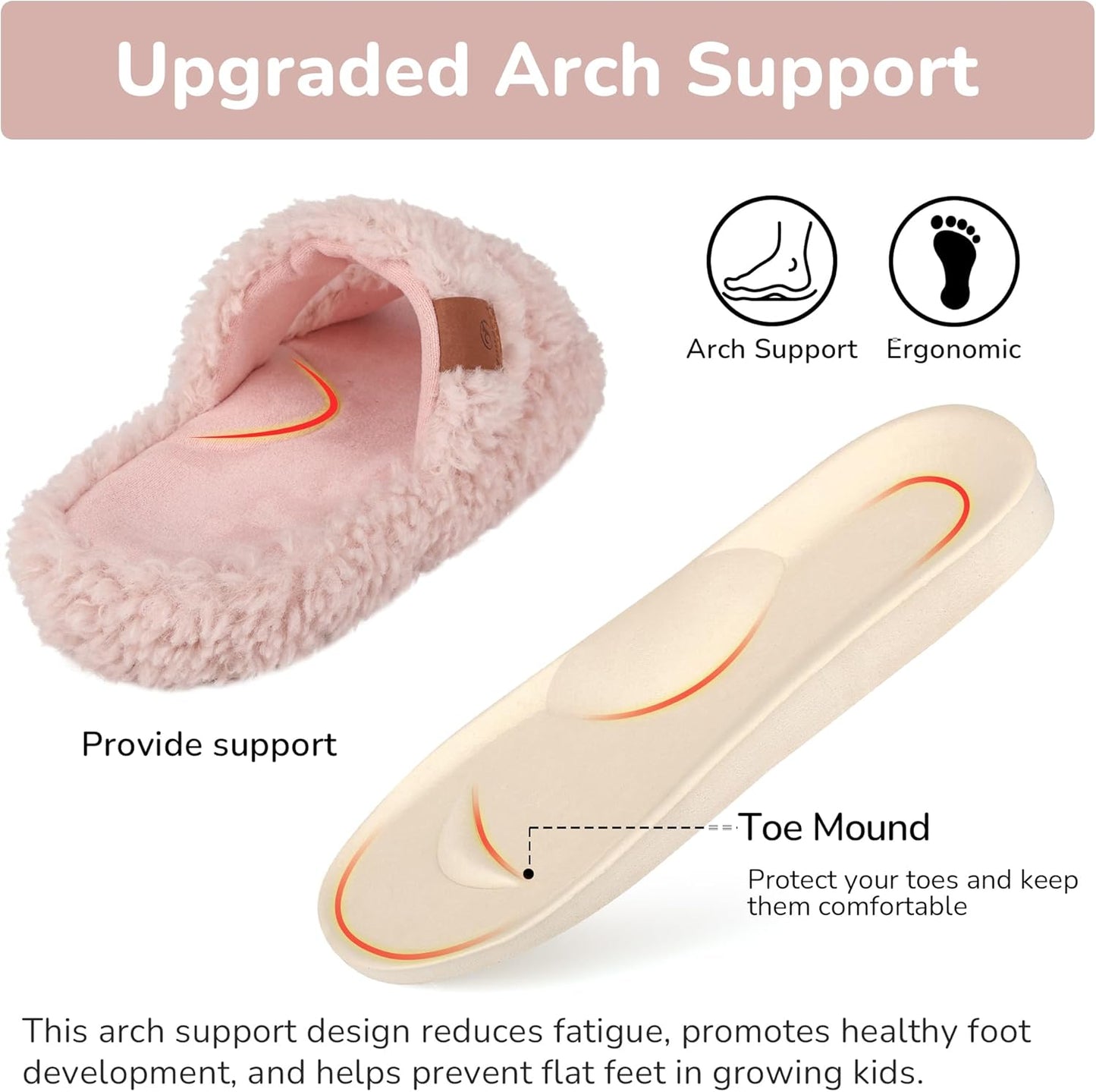 Youecci Girls Fuzzy Slippers-Soft Open Toe Slippers with Memory Foam & Arch Support, Dual-Strap Warm Comfy Home Slides Indoor House Shoes