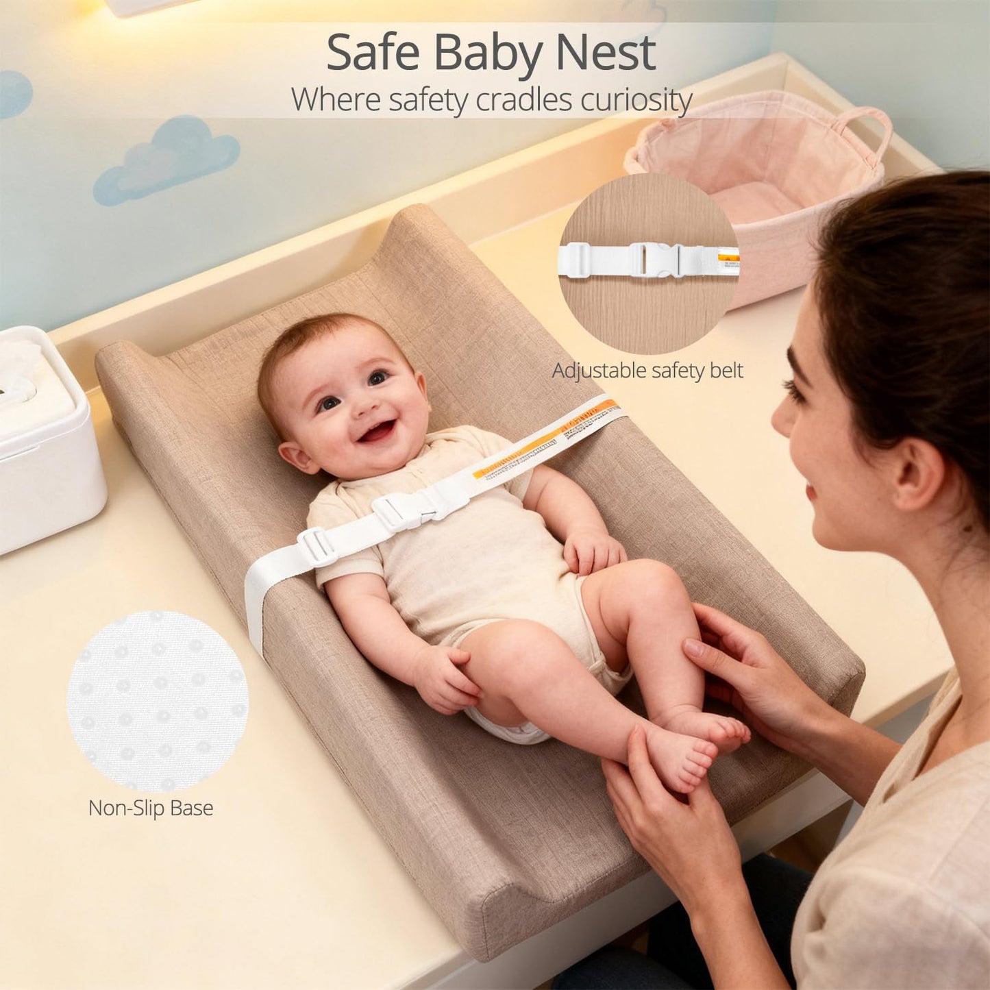 Muslin Baby Changing Pad, 2 Pack Muslin Soft Cotton Covers & Waterproof Lining Foam Diaper Changing Table Pad 32" x 16.6" Mat for Dressers & Table