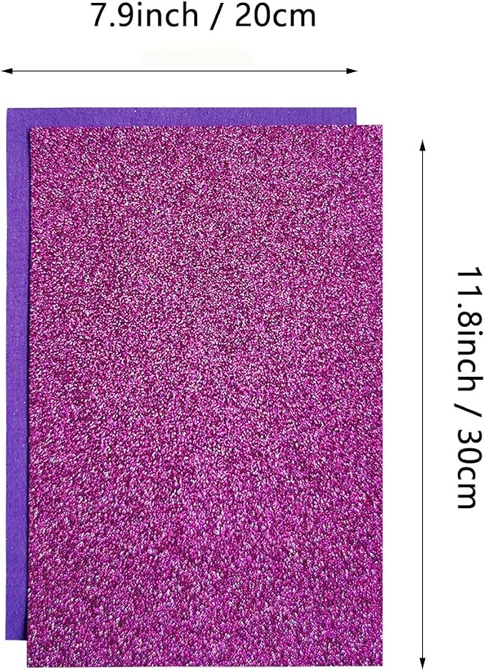 Jtnohx Glitter Felt Fabric, 8 x12 inches Felt Square Glitter