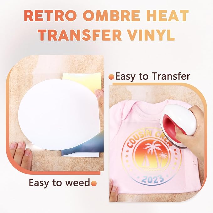 Gradient HTV Heat Transfer Vinyl 15 Sheets 12×10in Iron on Vinyl | Ombre