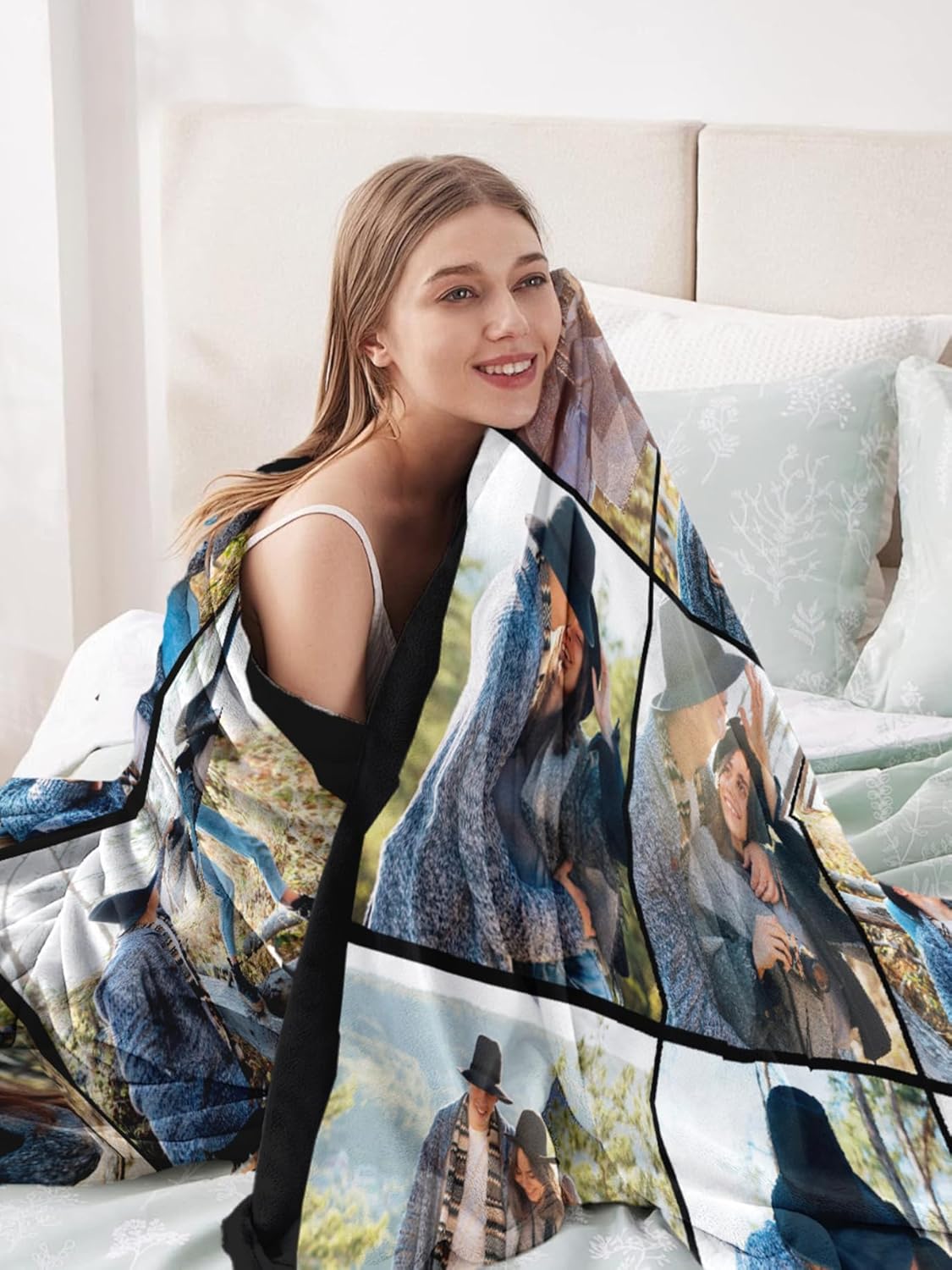 Personalized Blanket Custom Flannel Blanket with Photo Text Customized Picture Blankets Gifts for Birthday Valentines Day, 60 * 80in