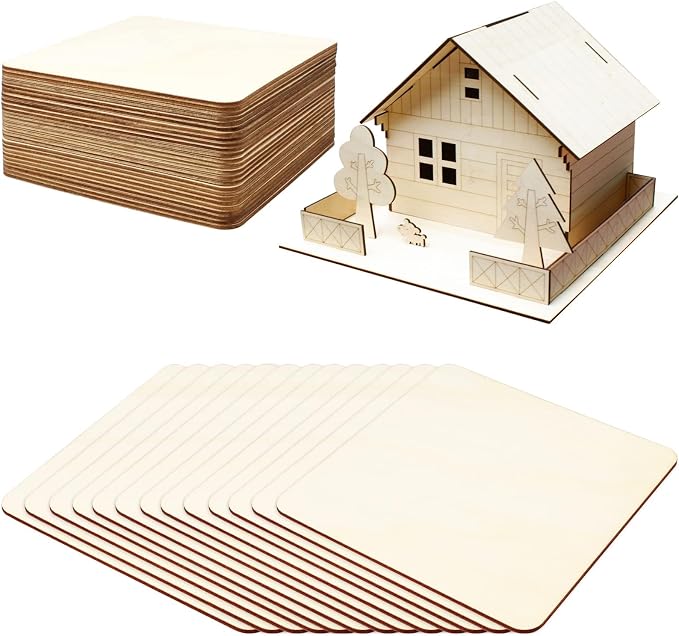 TKOnline 25Pcs 6 x 6 x 1/10 Inches Unfinished Basswood Sheets