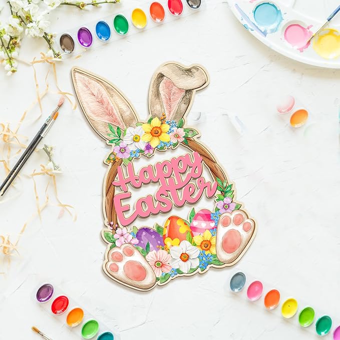 Large Size 12" Wooden Easter Ornaments to Paint, Wooden DIY Blank Unfinished