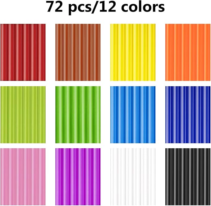 ENPOINT Colored Hot Glue Sticks, EVA 12 Colorful Adhesive Purpose Glue Stick