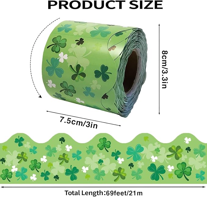 69 Feet St Patricks Day Bulletin Board Decorations Lucky Green Shamrock Clover