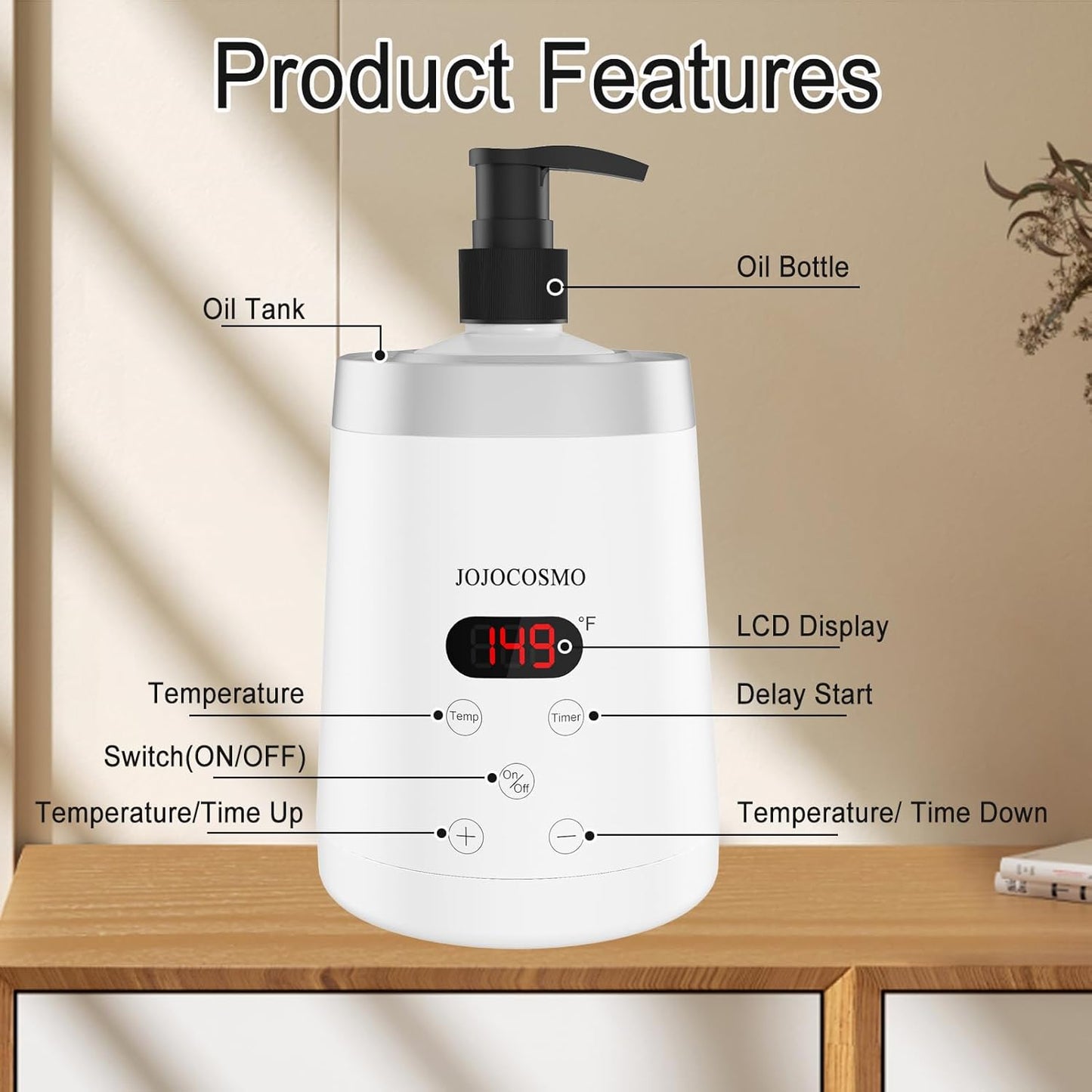 Massage Oil Warmer Professional Lotion Warmers for SPA, Automatic Oil Lotion Cream Warmer For Salon, Home, with Two Oil Bottle Dispenser (White)