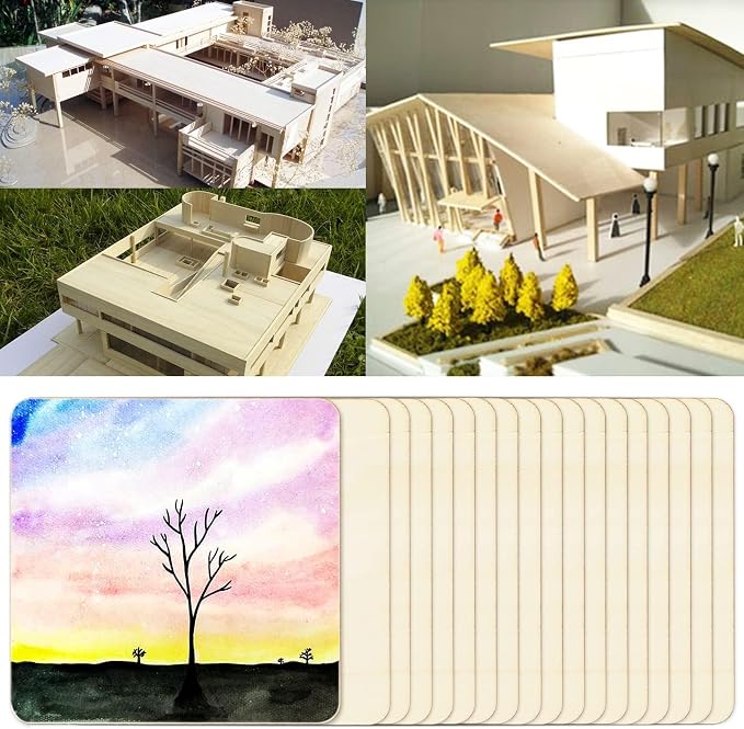 TKOnline 25Pcs 6 x 6 x 1/10 Inches Unfinished Basswood Sheets