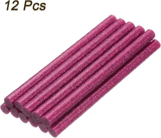 uxcell Mini Hot Glue Sticks for Glue Gun 7mm x 100mm Glitter Rose Red 12pcs