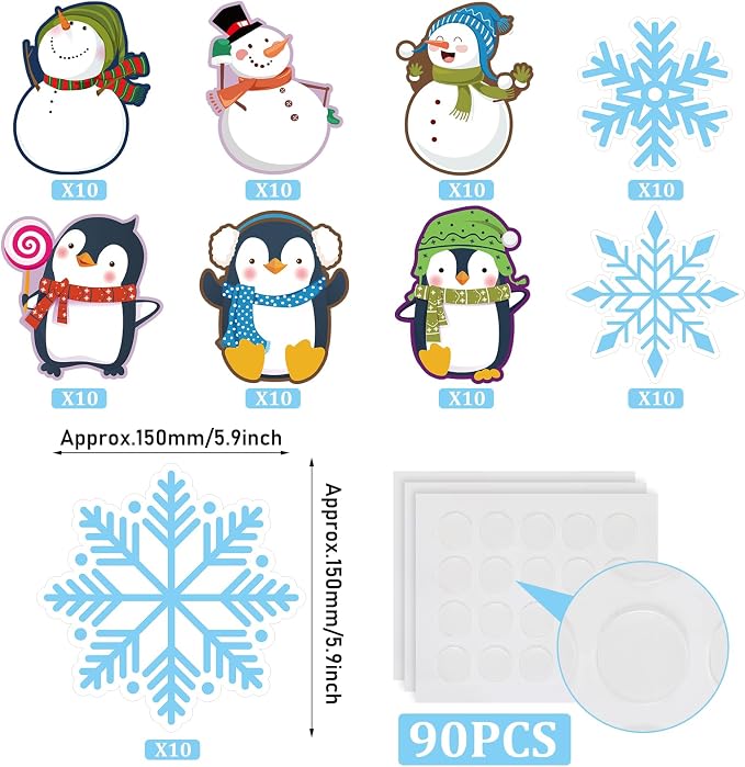 Outus 90 Pcs Winter Cutouts Snowflake Accents Paper Cutouts Name Tags Seasonal