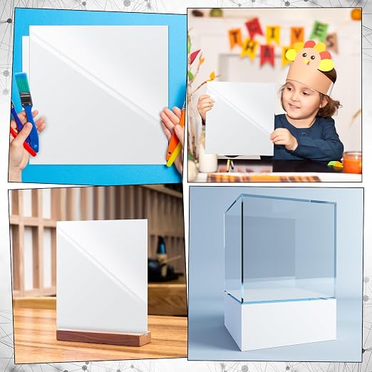 Outus 2 Pieces 1/16 Inch Thick White Acrylic Sheet 12 x 12 Inch White Acrylic