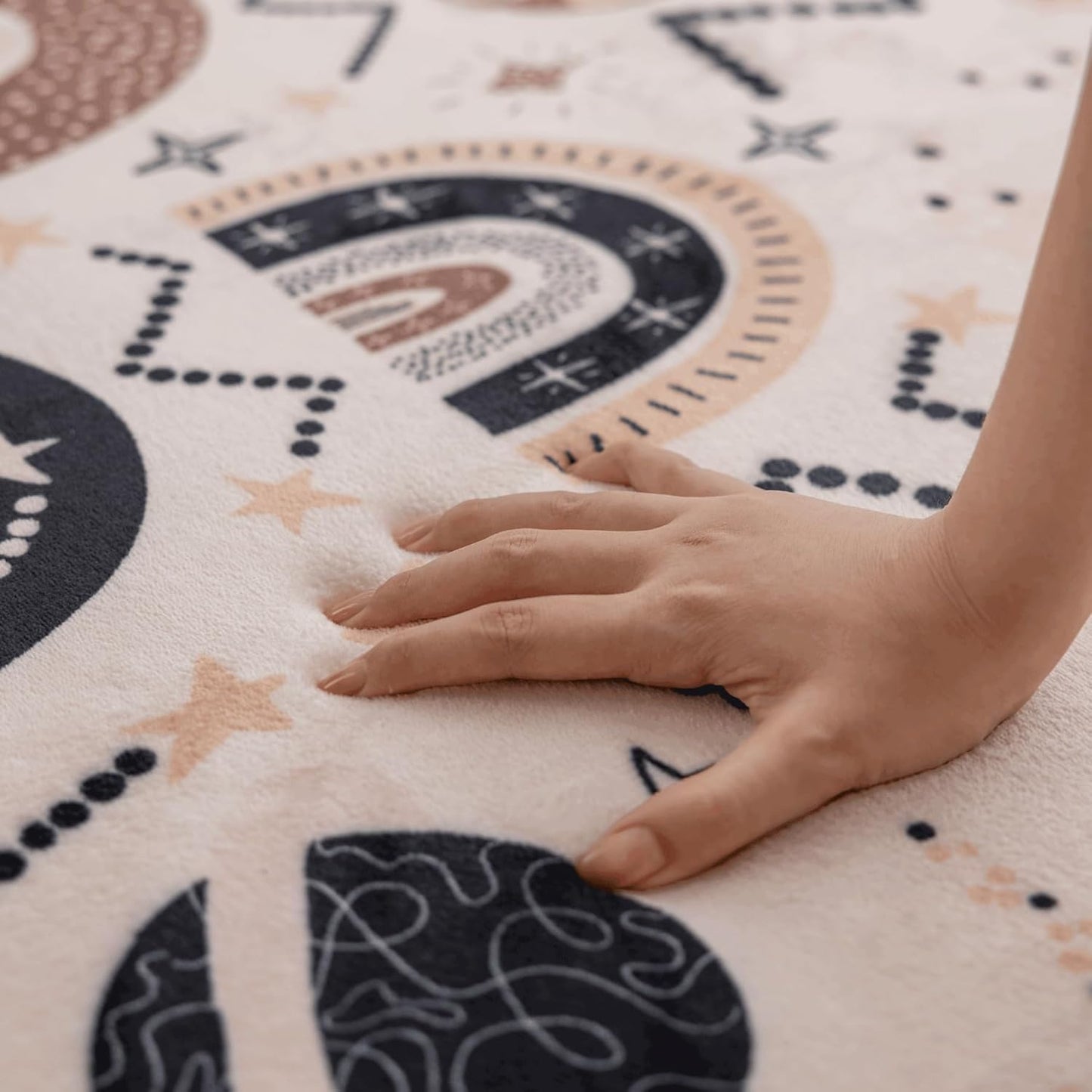 Loartee Rainbow Kids Play Mat - 1" Thick Baby Nursery Rug, Soft Crawling Mat for Toddlers and Tummy Time, Coral Velvet Memory Foam Rug, Brown, 50"x50"