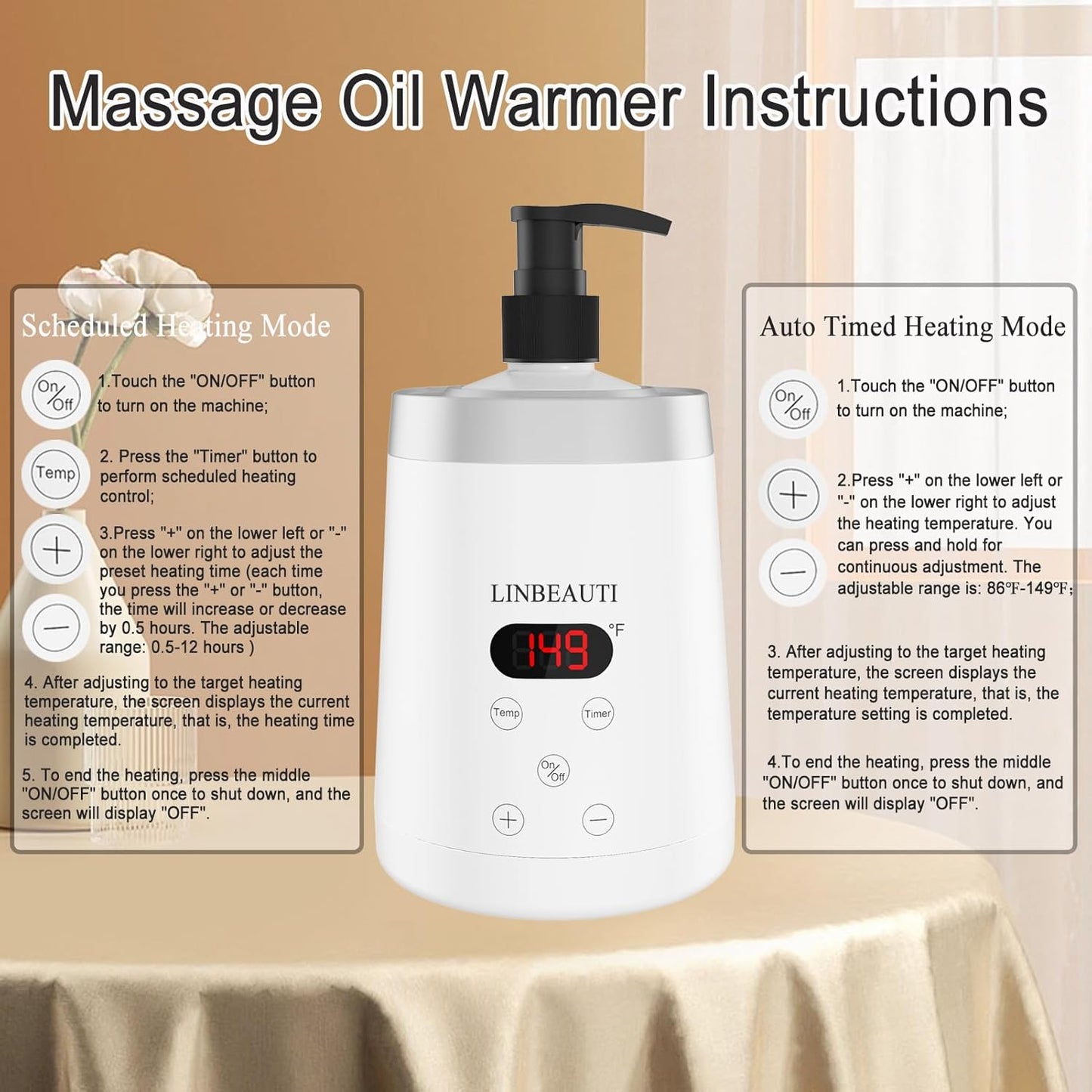 Massage Oil Warmer Bottle Professional Lotion Heater for SPA, Automatic Heated Lotion Cream for Salon, Barber Shops, Home, with Two Oil Bottle Dispenser (white)