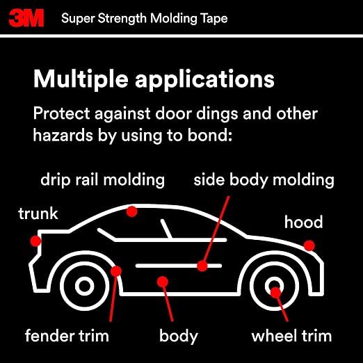 3M Super Strength Molding Tape 03616, 7/8 in x 15 ft Each, Heavy Duty