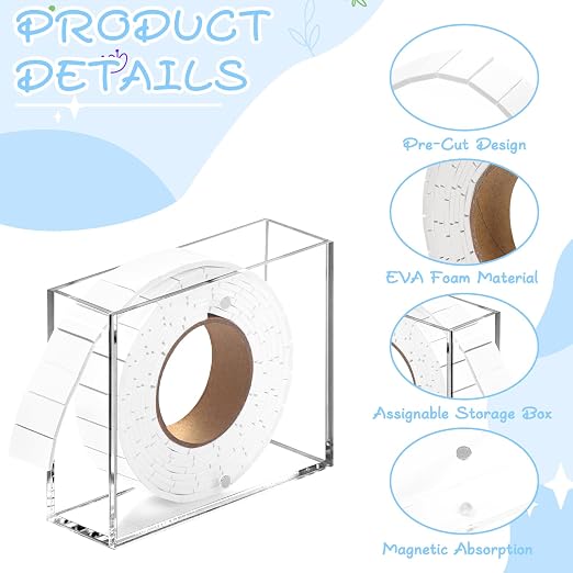 Double Sided Foam Tape Squares 0.75 X 0.5 Pre Cut Foam Adhesive Squares Roll