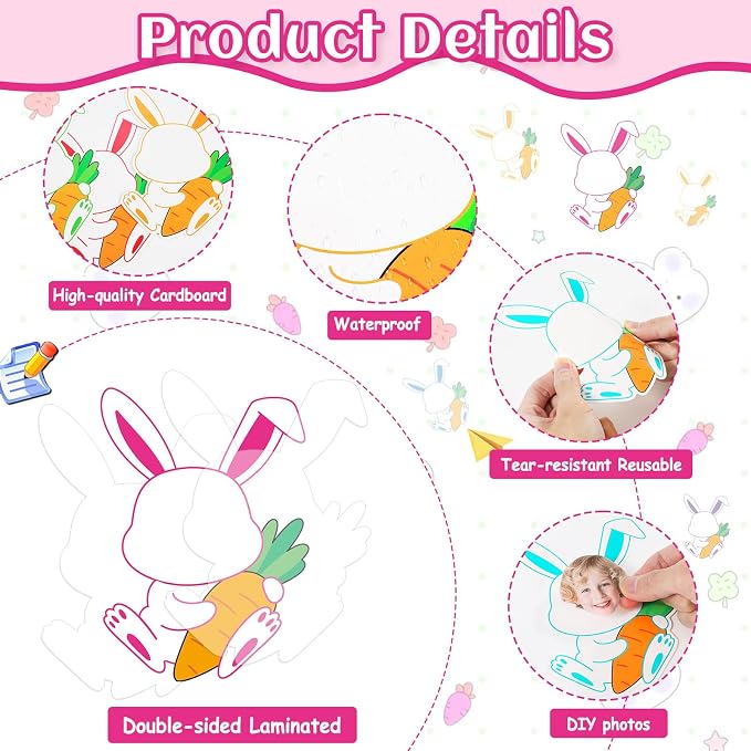 60pcs Easter Bunny Theme Cutouts Easter Bulletin Board Decorations Spring