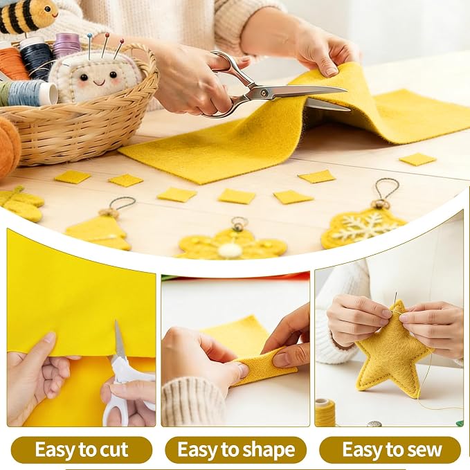 Yellow Felt Fabric Sheet 36" X 36", 1.4mm Thick Large Soft Durable Flexible