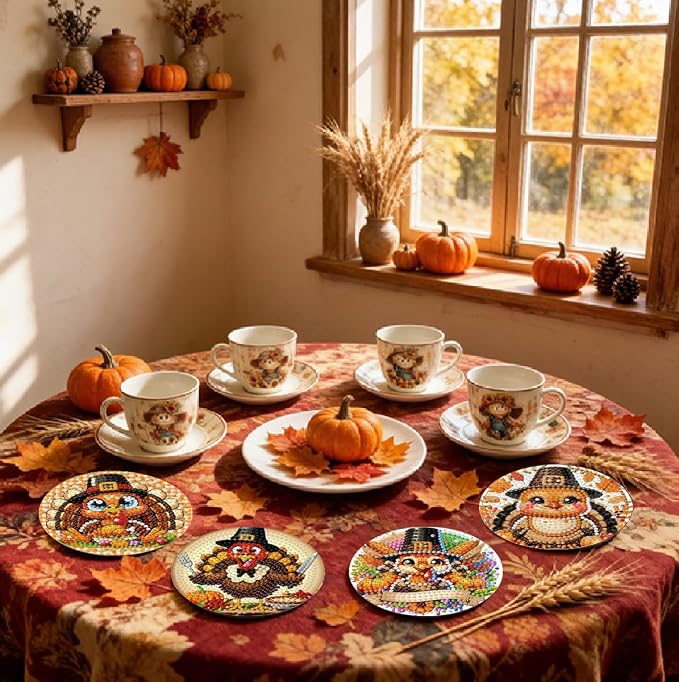 LWZAYS 8 Pcs Turkey Diamond Art Coasters Kit
