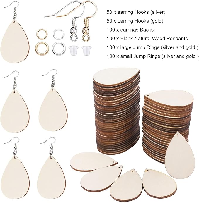 500 Pcs Unfinished Wooden Earrings
