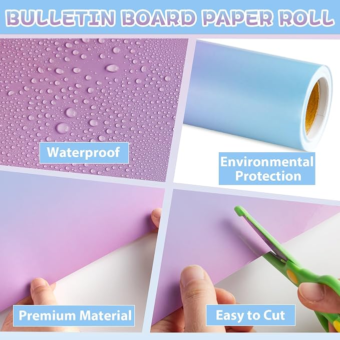 Qyeahkj 17.7in x 20ft Bulletin Board Paper Roll Bulletin Board Background Paper