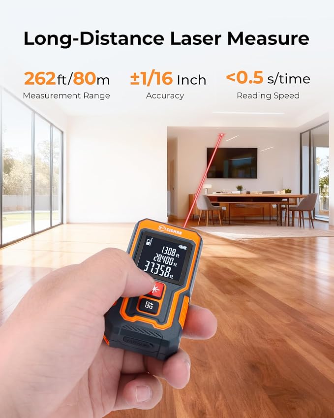 CIGMAN Mini Laser Measuring Tool, 262Ft Laser Tape Measure